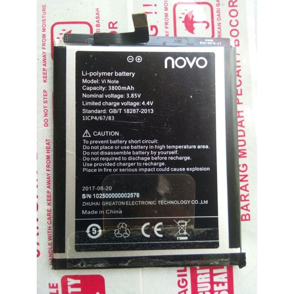 Baterai NOVO Vi Note Original BerGaransi ( Batre - Batrai )