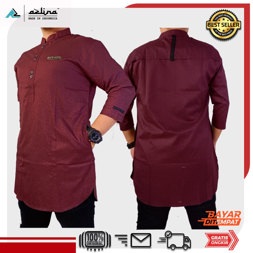 BAJU KOKO PRIA Dewasa  Gamis Pria BAHAN KATUN MADINAH Brand AZLINA (BISA COD)