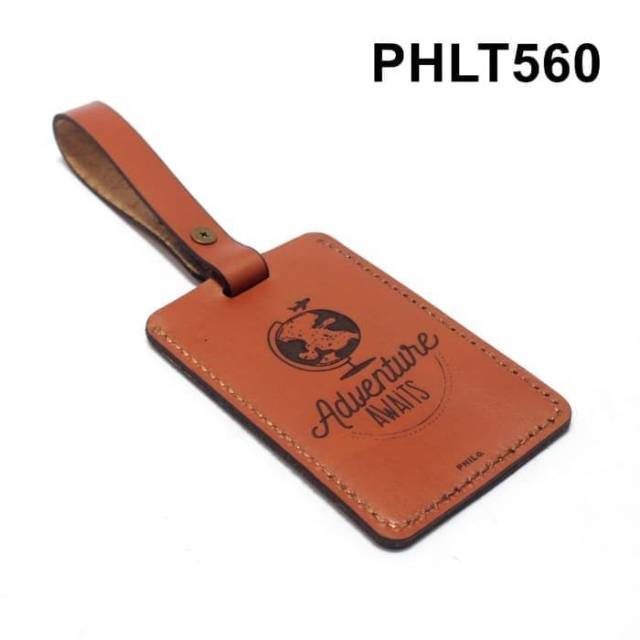 Luggage tag kulit asli label koper name tag adventure awaits PHLT560