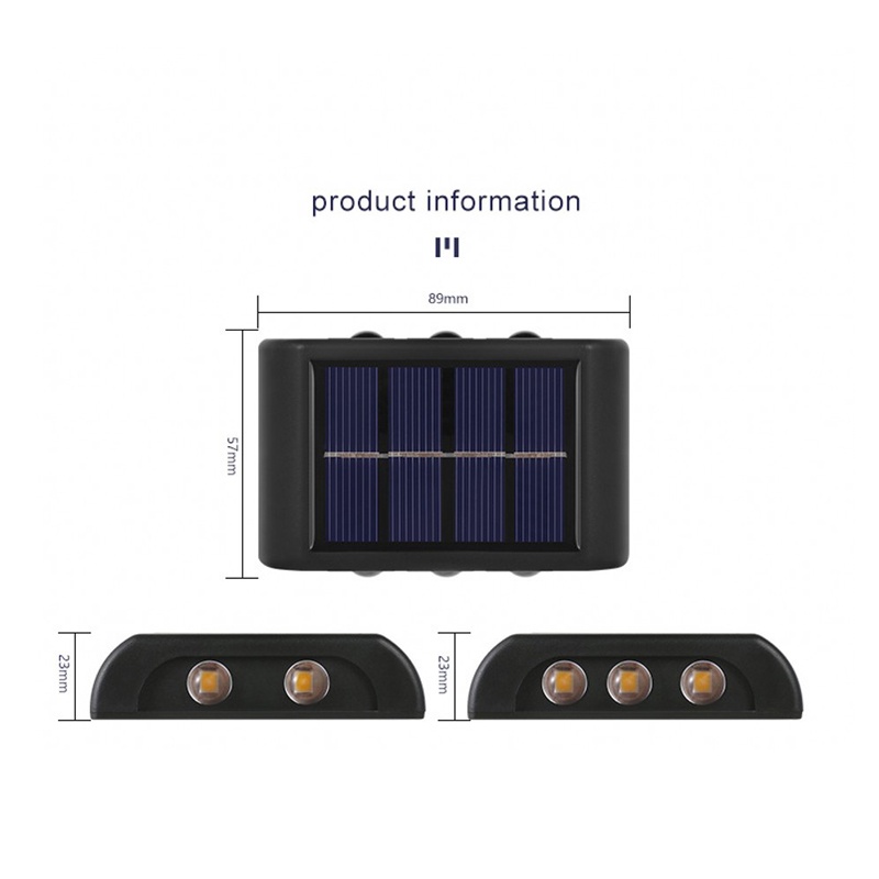 Lampu Dinding 6 LED Tenaga Surya Anti Air Warna Warm White Untuk Dekorasi Taman