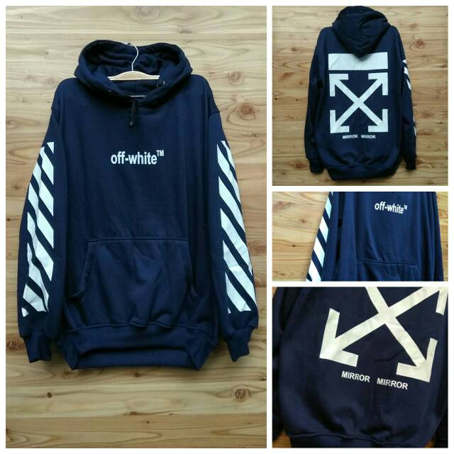 off white navy hoodie