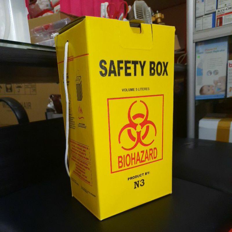 Safety box limbah Medis 5 Liter ISO. Standar WHO  tipe A dan B