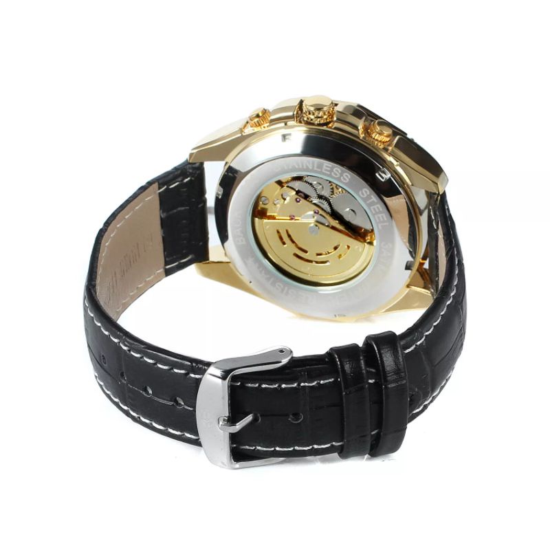 Jam Tangan Pria Mekanik Automatic Forsining Luxury Skeleton Movement Gold