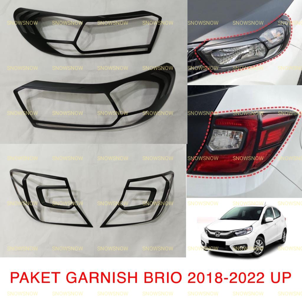 Paket Garnish Lampu Depan Belakang All New Brio 2018 2020 2022 UP Hitam Doff