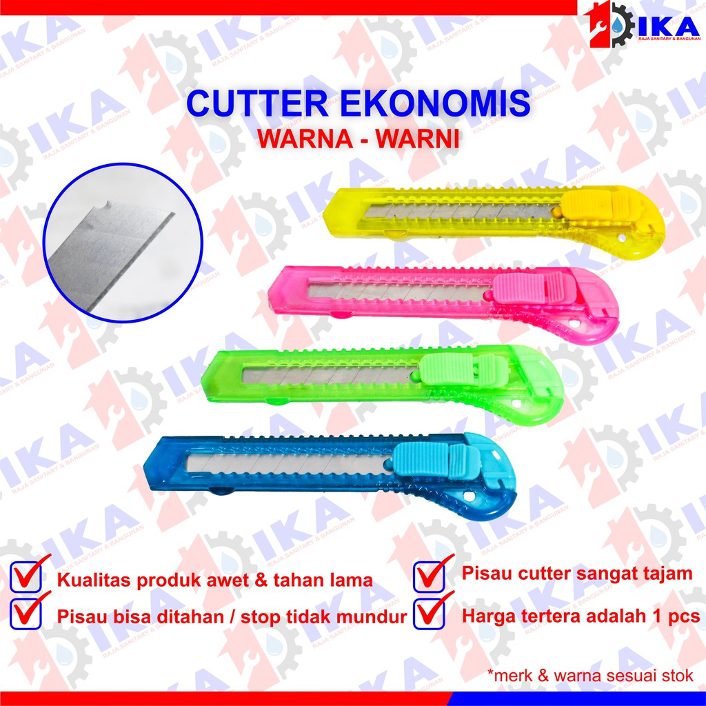 CUTTER TRANSPARAN WARNA WARNI SUPER TAJAM ( HARAG PER 1 BUAH )WARNA ACAK / PISAU KERTAS MURAH MULTI