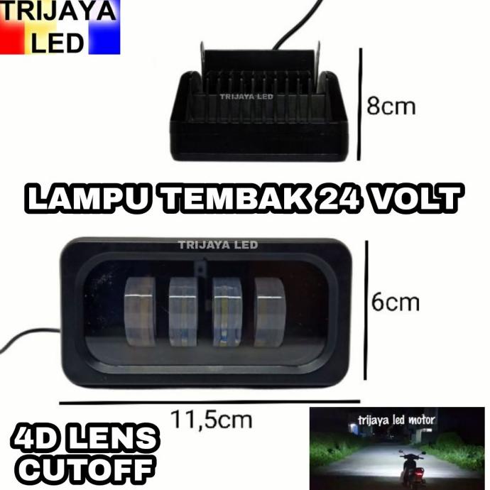 Lampu Tembak Sorot 24 Volt LED 4 Mata Daymaker Truk Bus 4D Lens Strobo 3jaya Kualitas Baik