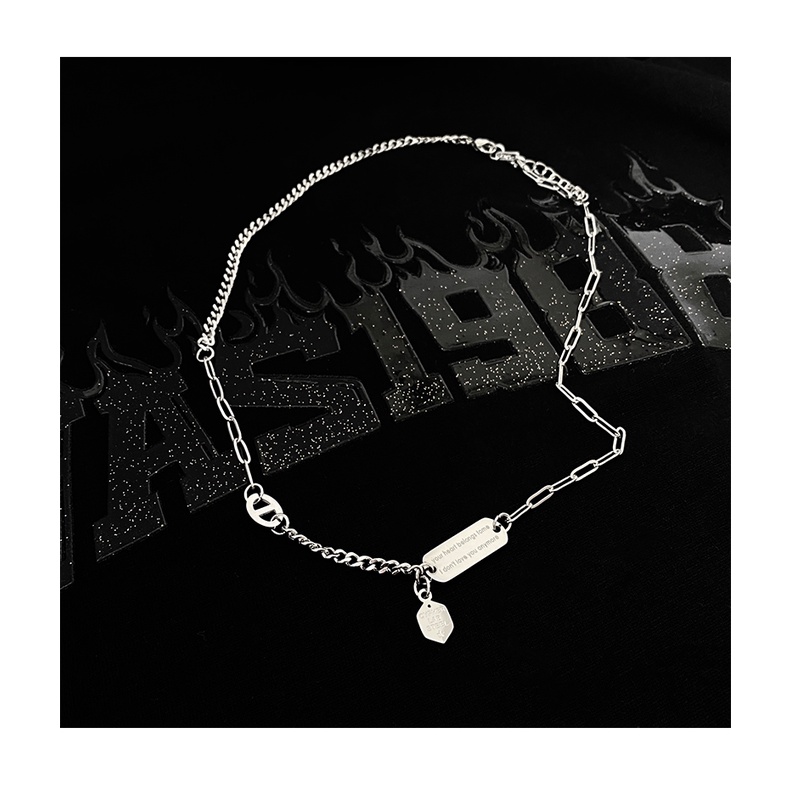Letter Square Brand Stitching Chain Necklace Accessories Hip Hop Fashion Harajuku