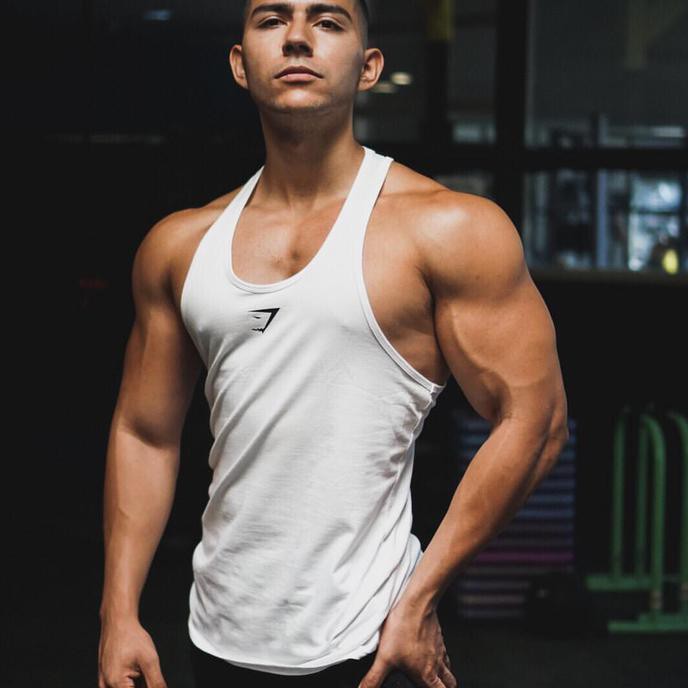 Kualitas Terbaik Singlet PUTIH / Kaos Gym Fitnes GYMSHARK / baju dalaman pria MURAH