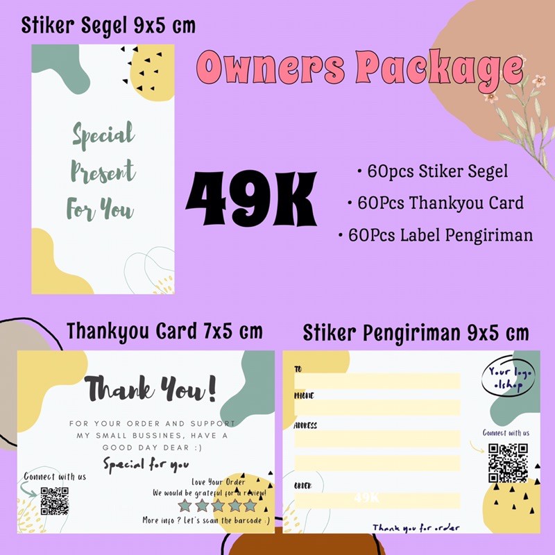 Thankyou card/Tagging card/label/shiping/pengiriman/custom/stiker/packaging