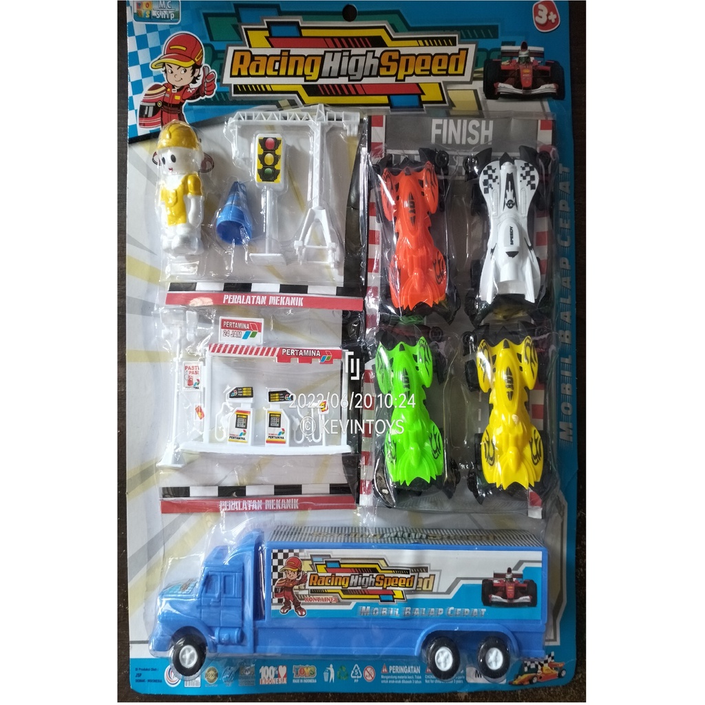 MT 45 MAINAN MOBIL TAMIYA ISI 4PCS + MOBIL TRUCK KONTAINER BESAR PLUS RAMBU DAN PERTAMINA