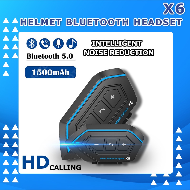 【Ready stock 】X6 Bluetooth Rider Intercom/Bluetooth Helm/Headset Helm Bluetooth Wireless WATERPROOF ORIGINAL