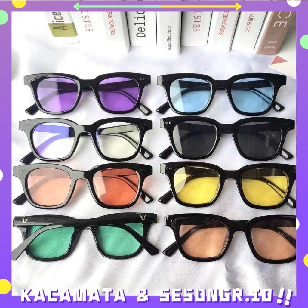 Korea small candy Fashion Kacamata Hitam Wanita Kaca mata Vincent  gaya Blueray Warna Permen Uniseks Sunglasses