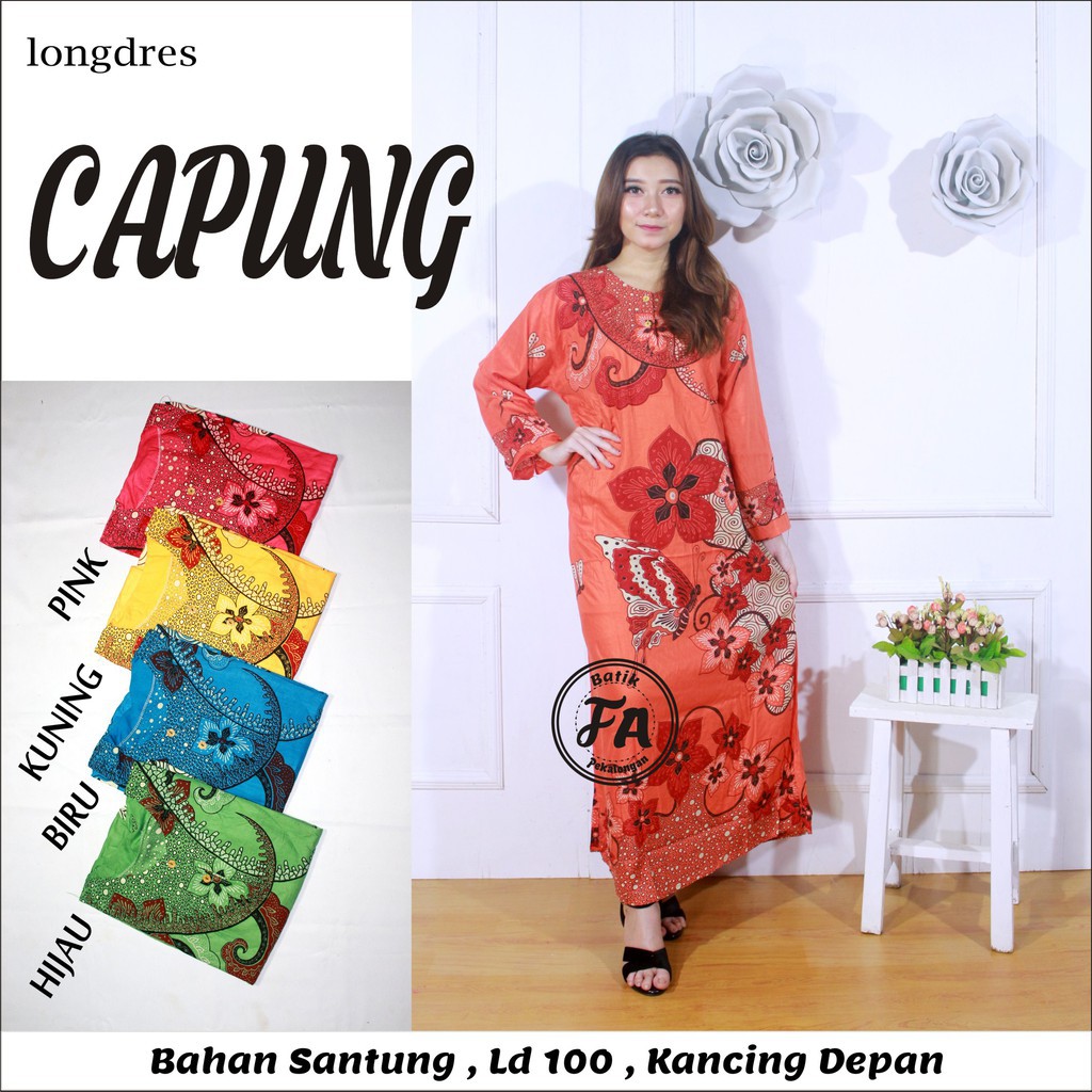Longdres capung grosir baju lengan panjang daster murah wanita maroko kekinian fashion batik jogja