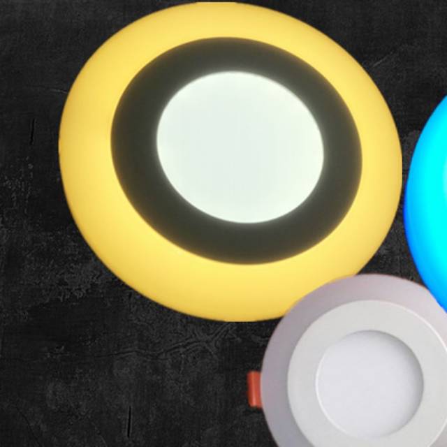 Panel LED 2 Warna 3+3 Watt Putih Kuning Inbouw BULAT