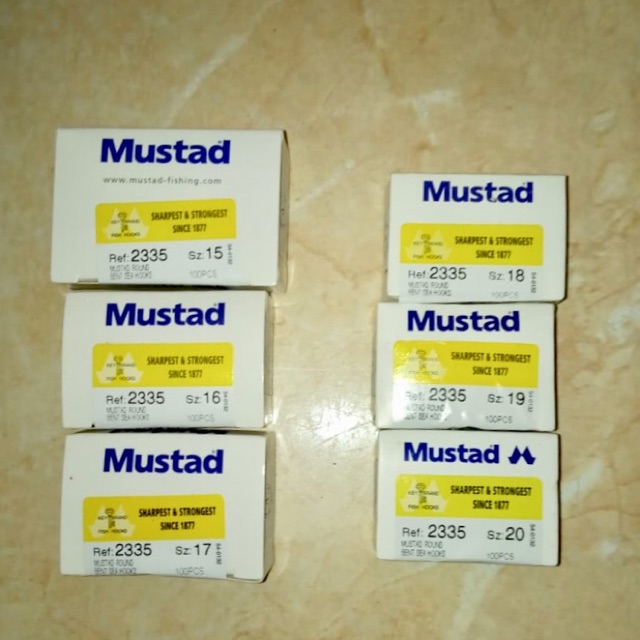 Mata Pancing Kail Mustad Round Bent Sea Hooks Tipe 2335 No 15, 16, 17, 18, 19, 20 1Kotak Isi 100Pcs