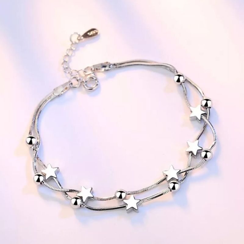 GELANG 2 LAYER 925 STERLING SILVER IMPORT KUALITAS TINGGI