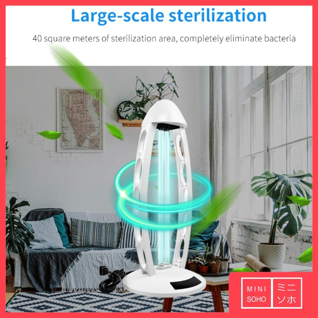 Lampu UV Sterilizer Disinfection UV Light 38W Free masker 50pcs. Remot Timer Anti Covid, VIrus dan Bakteri. Disinfectant Sterilize Remote