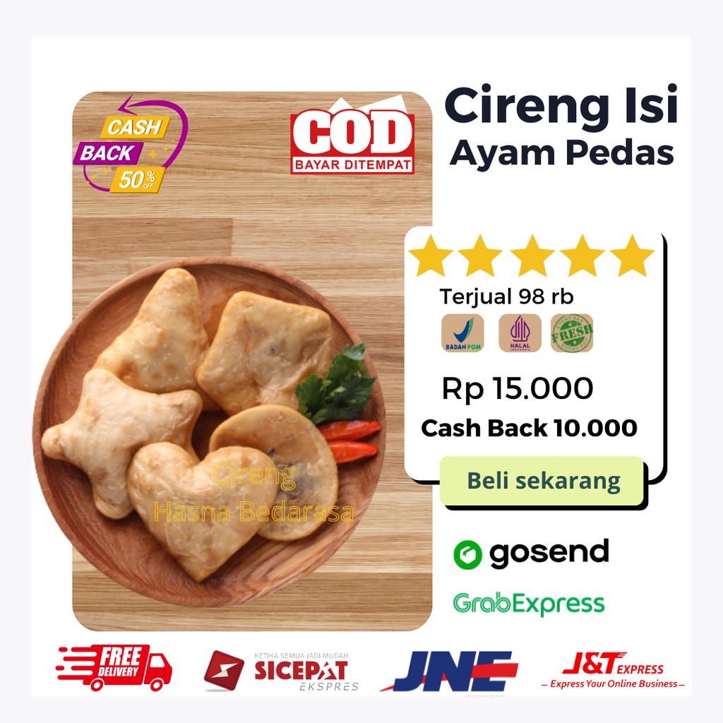 

Cireng Pedas Isi Ayam Pedas | Cireng Isi Ayam | Cireng Isi Frozen | Jajanan Makanan Khas Bandung Hasna Bedarasa