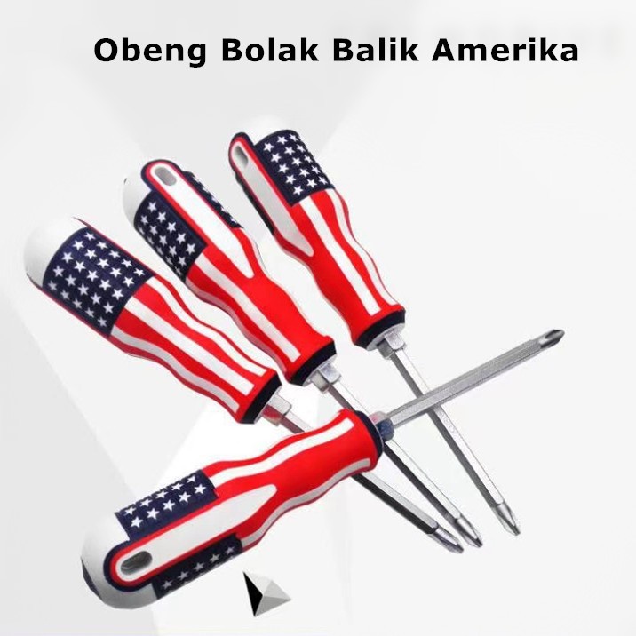 OBENG  Bolak Balik 2 Motif Amerika  Dan wing lock obeng plus obeng belimbing 2 sisi