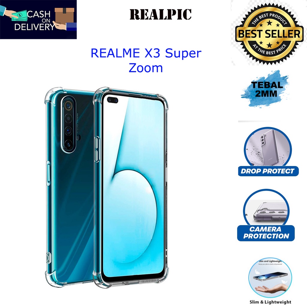 Case REALME X3 SuperZoom Casing Clear HD KETEBALAN 2MM BENING TRANSPARAN TPU Premium Softcase