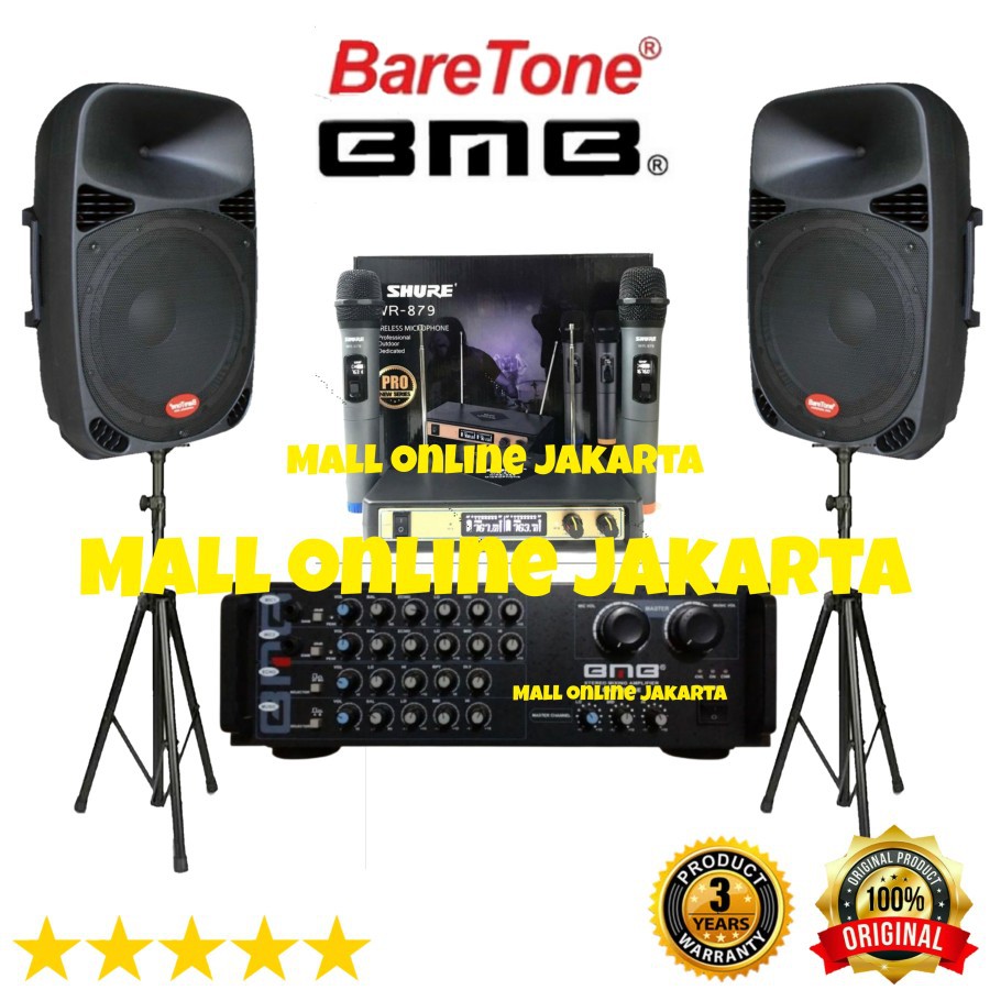 Paket speaker baretone 15 inch ampli bmb original karaoke sound system