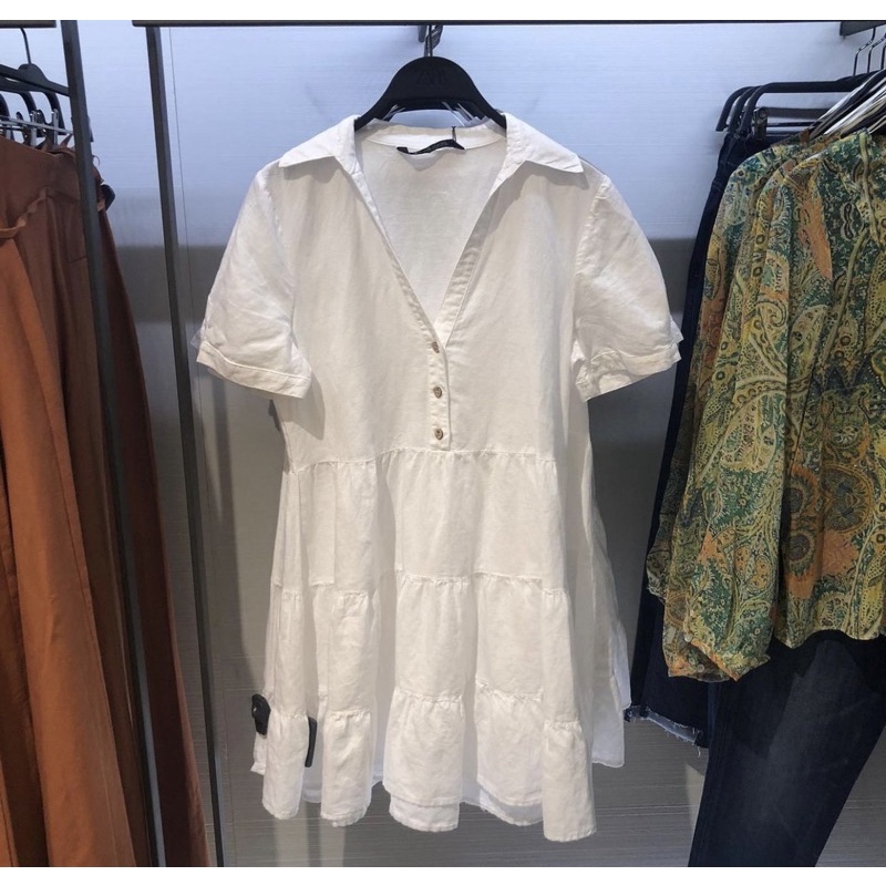 jastip zara midi dress putih polos