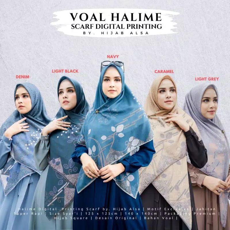 [READY SIAP KIRIM] PREMIUM Voal Halime by Hijab Alsa | Hijab segiempat printing scraf premium Alsa |