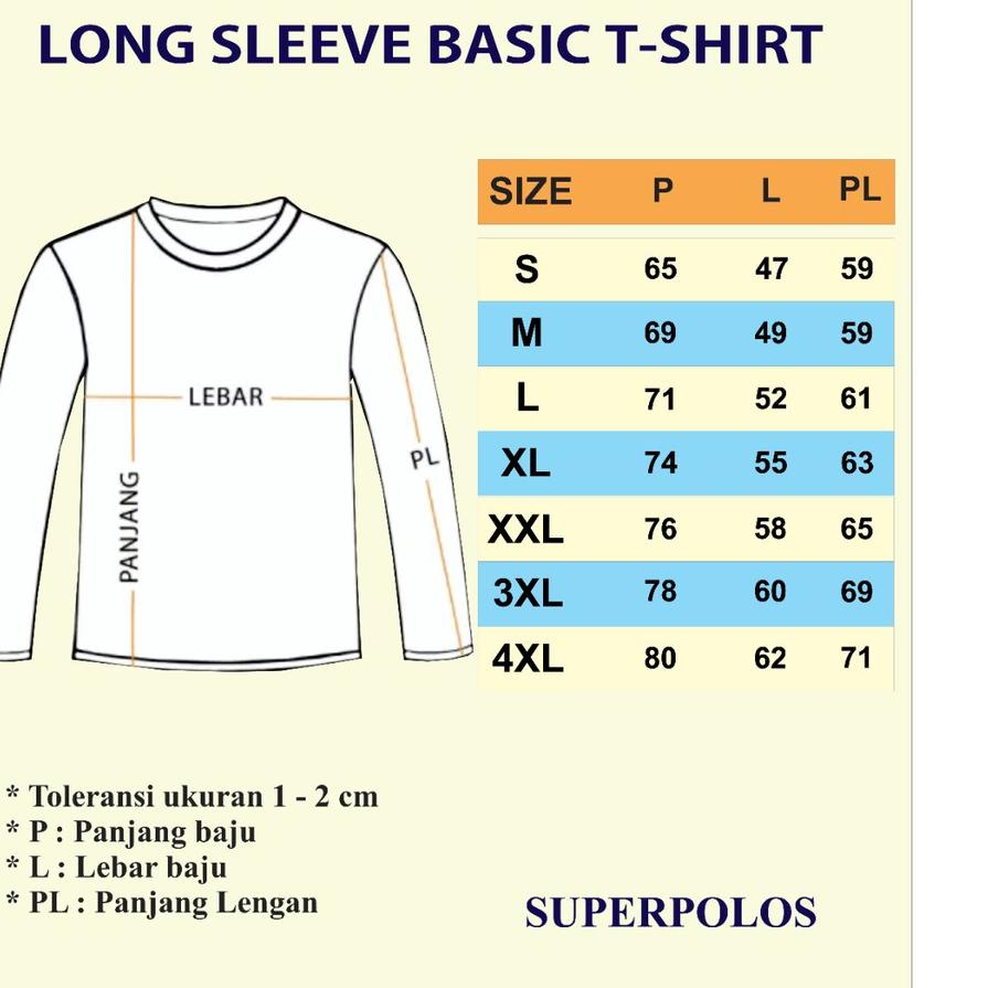 ✳ ORANGE BATA LENGAN PANJANG LONG SLEEVE KAOS POLOS KATUN COMBED 30s PRIA & WANITA - PLS ☞