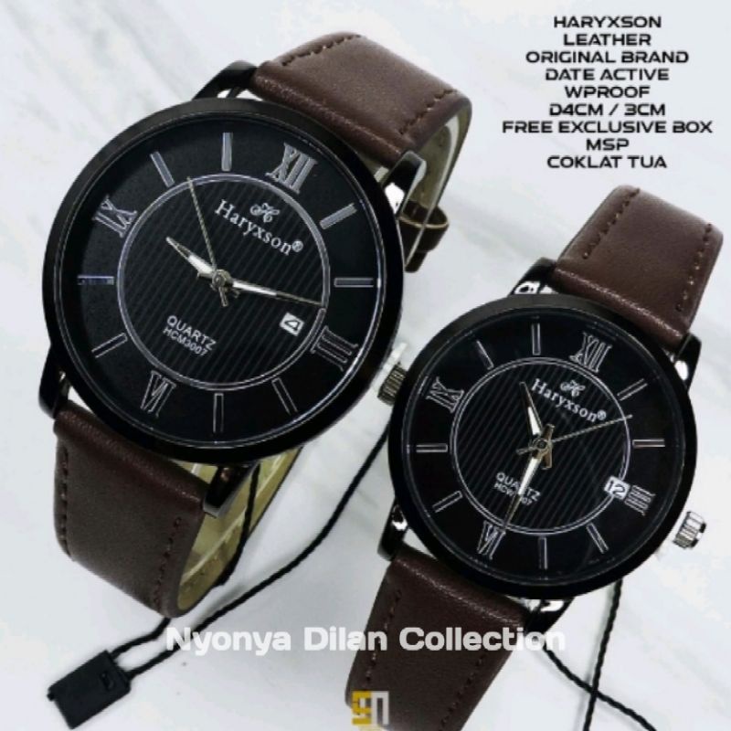 Haryxson Jam Tangan Couple Original Strap Kulit Tipe 3007 Silver