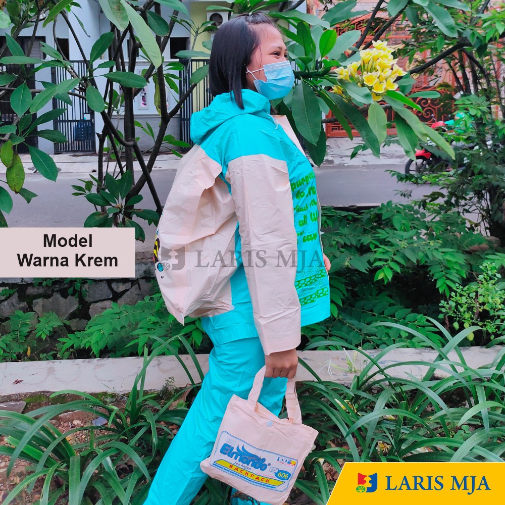 Jas Hujan Anak Perempuan SD Umur 6-10 Tahun Elmondo Tas Backpack 606 Setelan Jaket Celana Laki-Laki