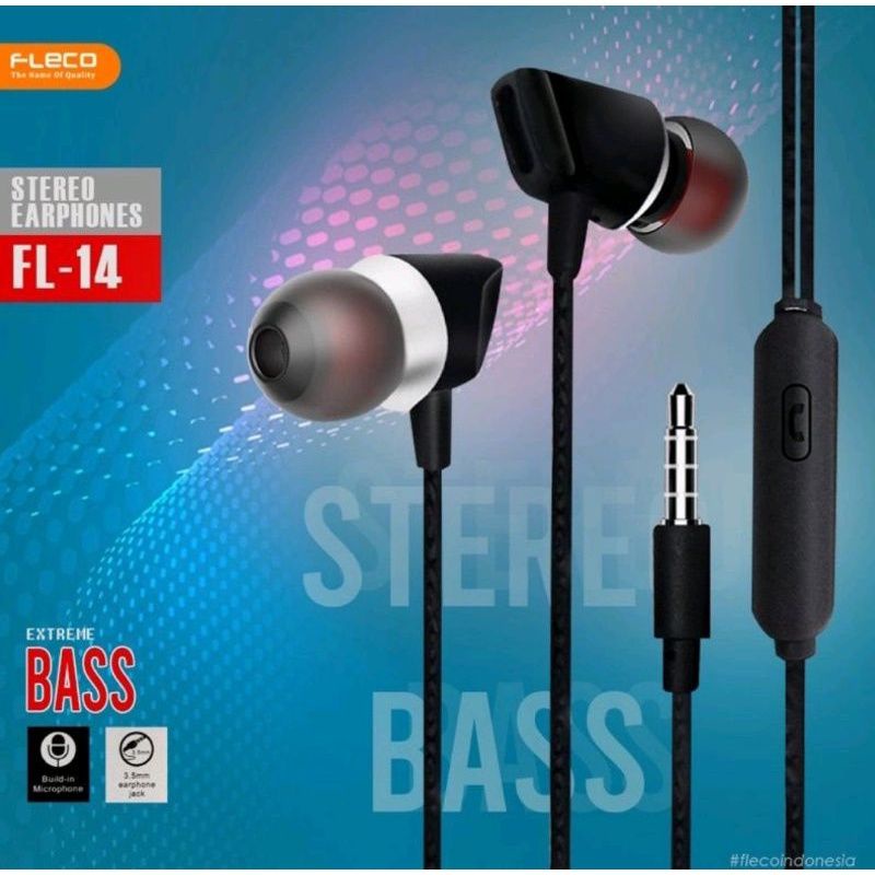 Headset FLECO FL-14 STEREO BASS Handsfree FLECO FL14 Earphone FLECO FL-14 STEREO BASS Original