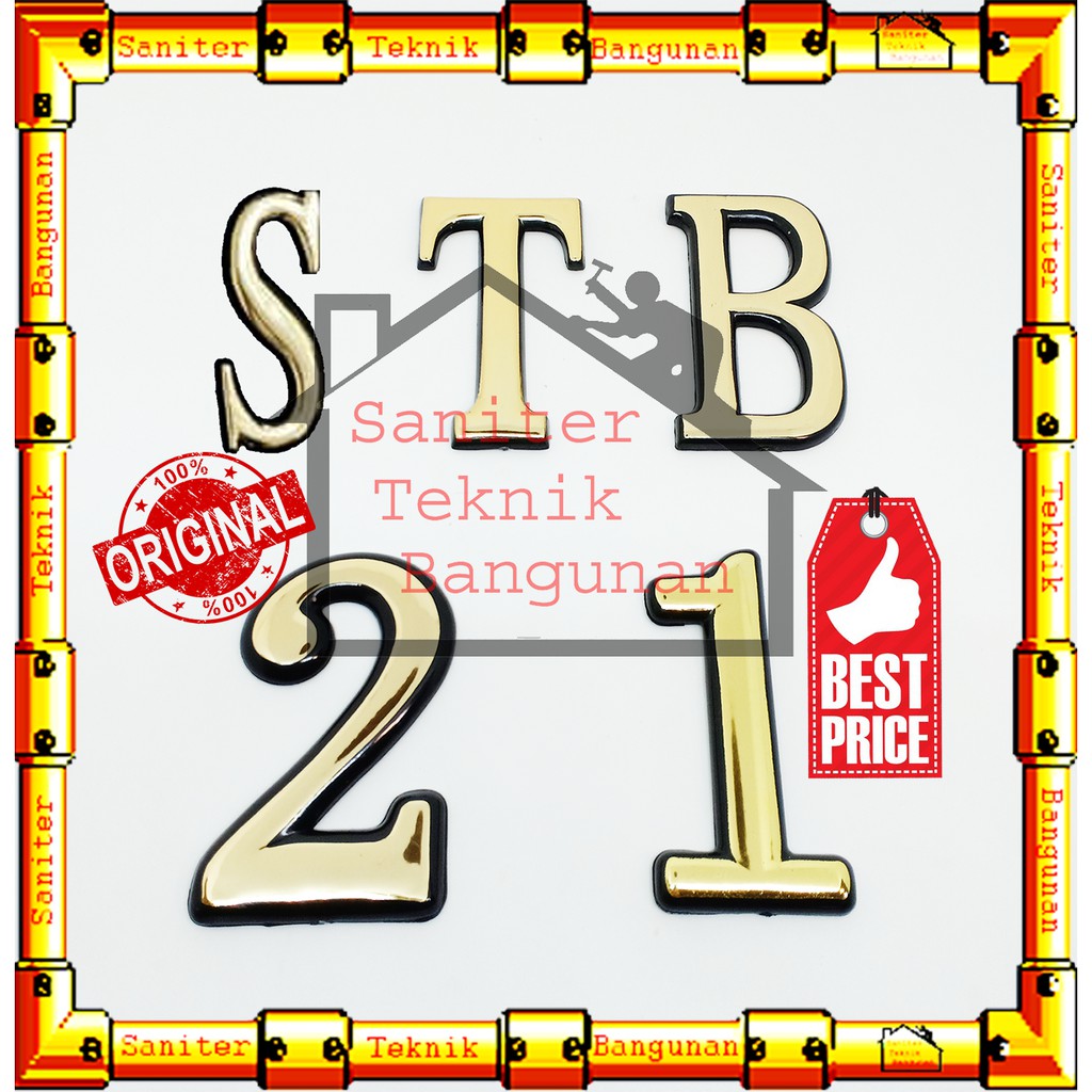 EMBLEM ANGKA HURUF STICKER MILAN EMAS TEMPEL PINTU KAMAR RUMAH TEMBOK