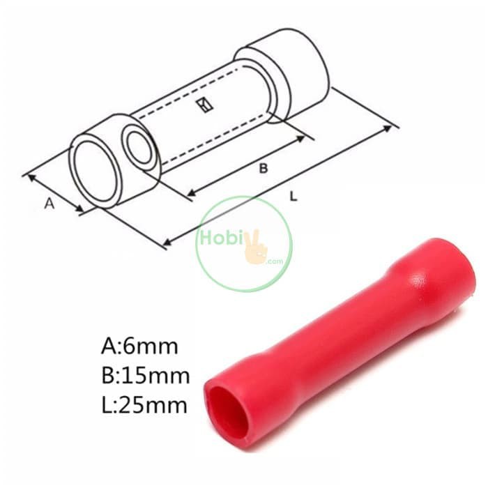 RED Butt Terminal Insulated Crimp Wire Connector Cable Sambungan Kabel