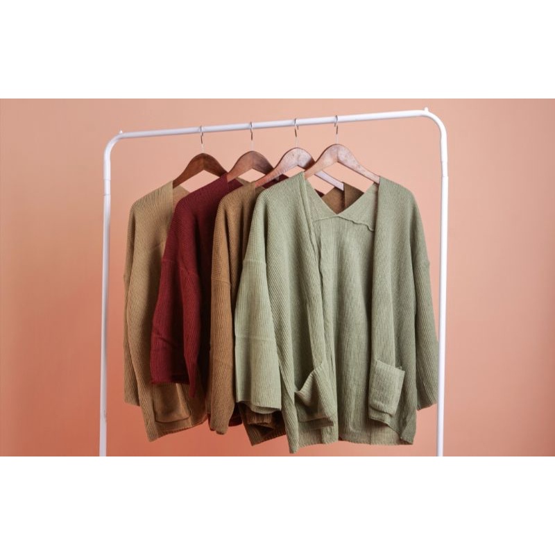 KARDIGAN RAJUT OVERSIZE JUMBO XXL 3XL 4XL PAKAIAN WANITA/ LOCY BIGSIZE-Mint