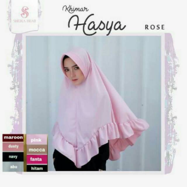 Khimar HASYA jilbab kerudung hijab instan simpel pet antem polos rempel bahan bubble crepe