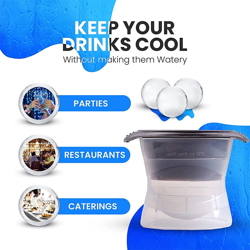 【WZ002】Sky Mall Cetakan Es Party Ice Cream Moulds Ice Hockey Ice Cube Maker Bar Whiskey Cocktail Ice Box Molds Sphere Round Ball Batu Ice Cube Tray Bahan Silikon Dengan Tutup