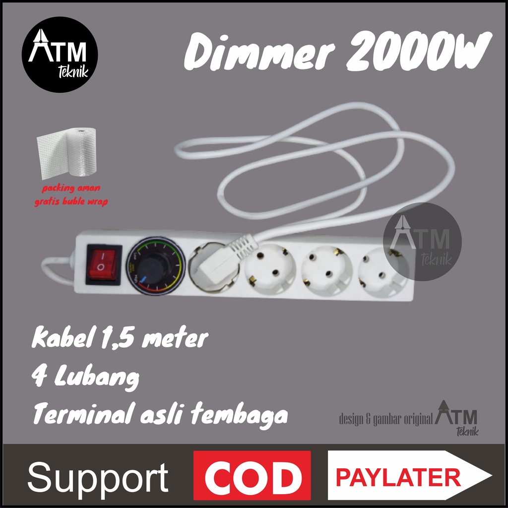Dimmer 4 Lubang stop kontak 2000w alat pengatur kecepatan bor gerinda dinamo elektronik variable spe