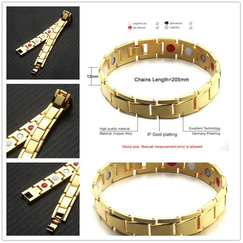 Aksesoris Fashion Pria: Gelang Kesehatan Pria Bahan Titanium Magnetic Bio Magnetik Anti-Letih