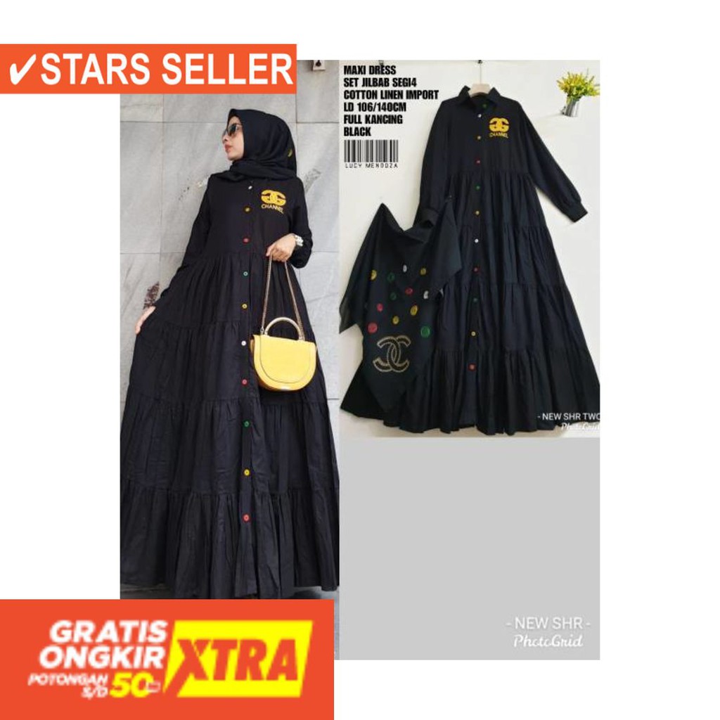 BAJU LEBARAN PAKAIAN MUSLIMAH SYARI BERGO BALOTELI / Gamis by shr