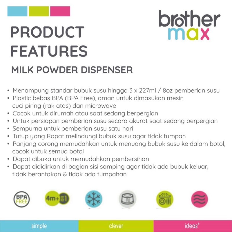 Brother Max Milk Powder Dispenser - Milk Container/Wadah Susu bubuk