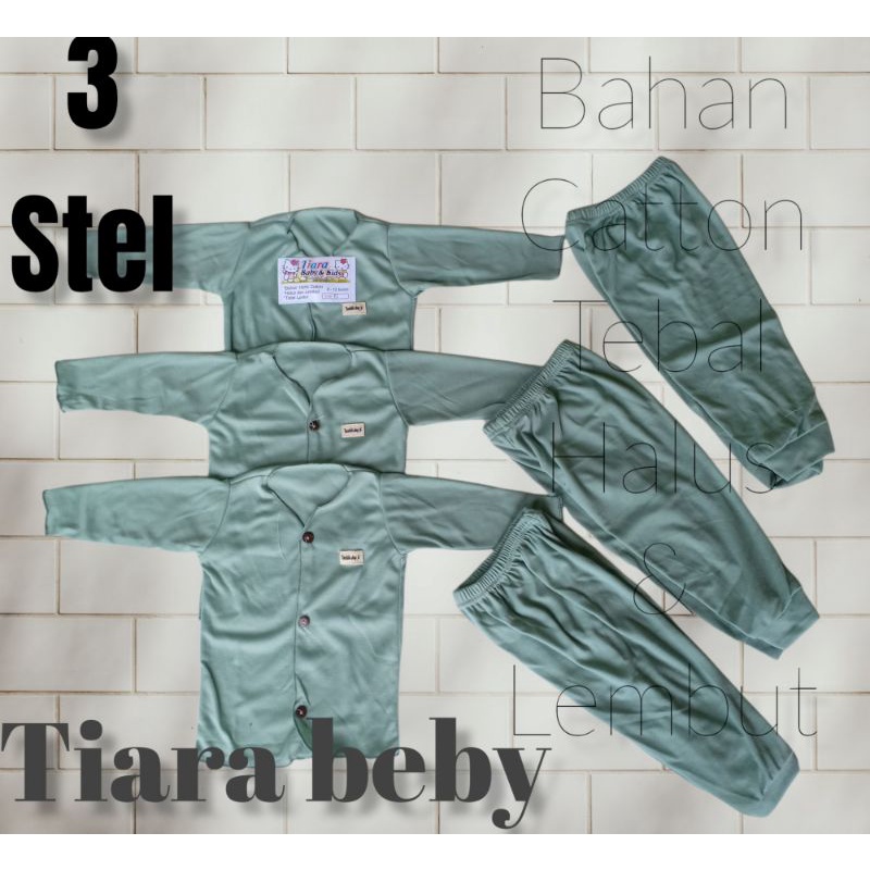 [COD] 3 STEL SETELAN POLOS PANJANG BAYI NEWBORN 0-12 BULAN ABU PINK