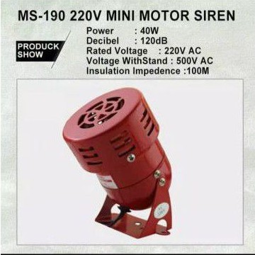 mini sirene motor sirene MS 190 alarm siren 220 volt motor alarm