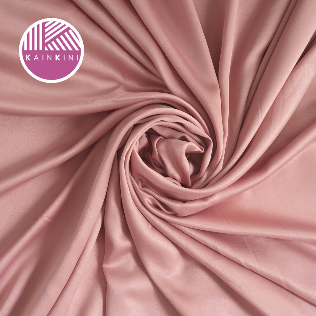 (½ Meter) Kain Satin Velvet Premium Grade A Sateen Kilap Doff Kainkini - Pink Rose Gold ( Bahan Kebaya Hijab Gamis Seragam Bridesmaid Background Backdrop )