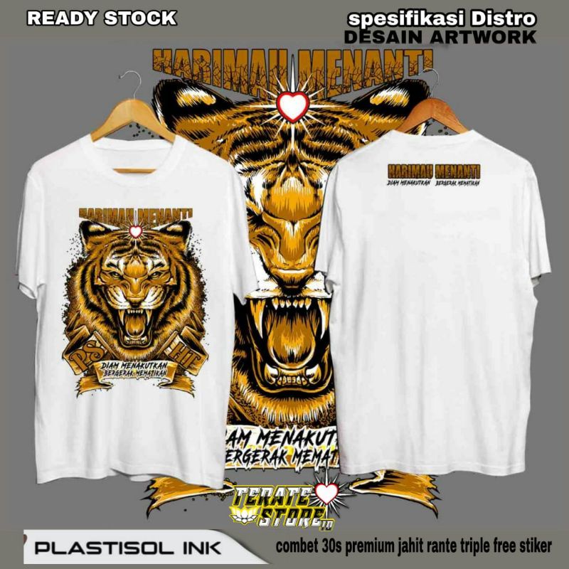KAOS PSHT HARIMAU MENANTI - DIAM MENAKUTKAN - PUTIH (KODE TSID-1), (BISA COD) BAHAN DISTRO TERLARIS