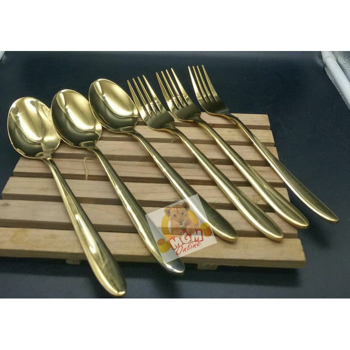 Sendok Makan Gold &amp; Garpu Makan Gold HOTEL Stainless Steel 18-10 24134