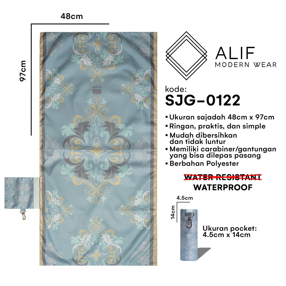 ALIF SAJADAH GENGGAM TRAVEL / SAKU / PORTABLE / WATERPROOF ( ALIF MODERN WEAR SJG-0122 )