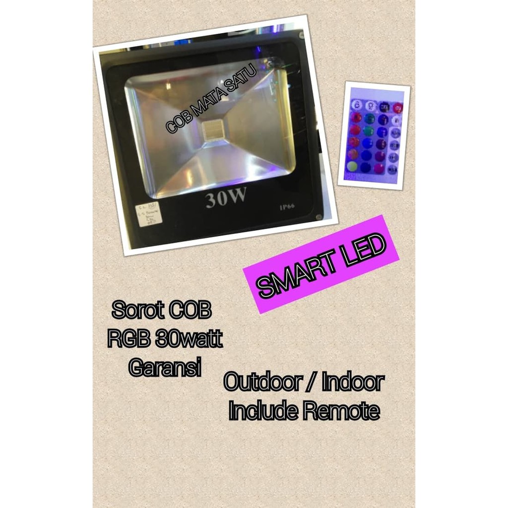 Lampu Sorot COB RGB 30watt 30 watt 30W - LED Flood Light Remote