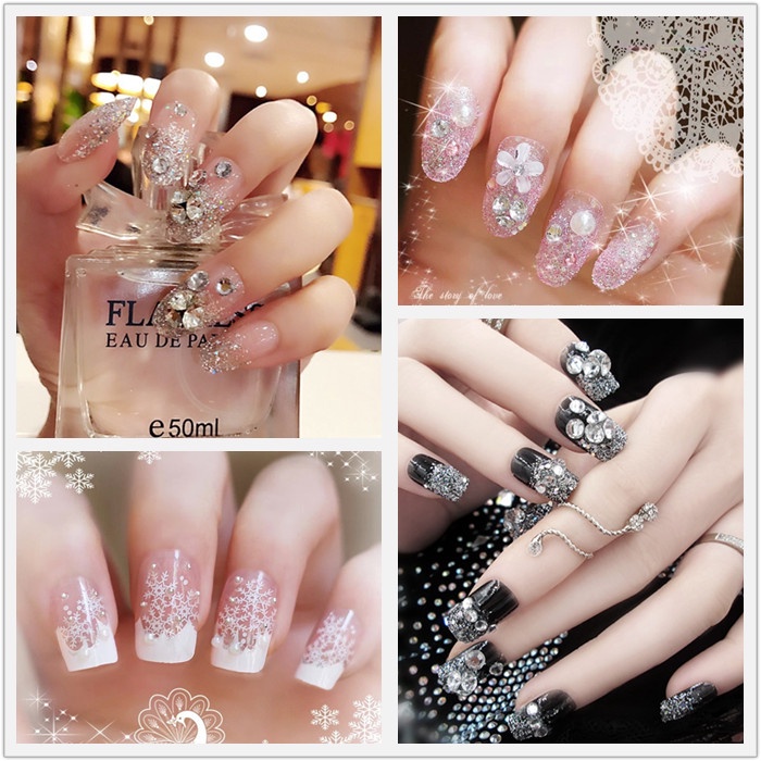 【 COD 】Kuku Palsu Wedding Party Fake Nail 24pcs Kuku Palsu 3D Nails Nailart Pengantin Tangan