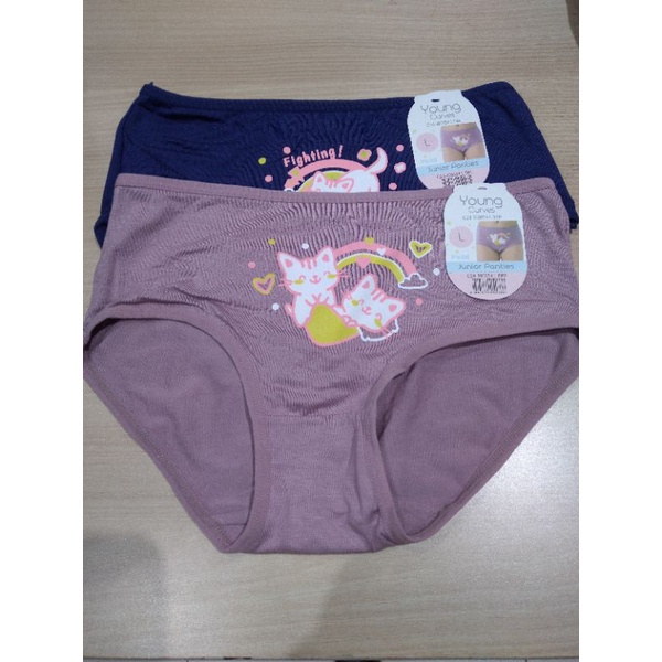 celana dalam wanita bahan katun merk young curves