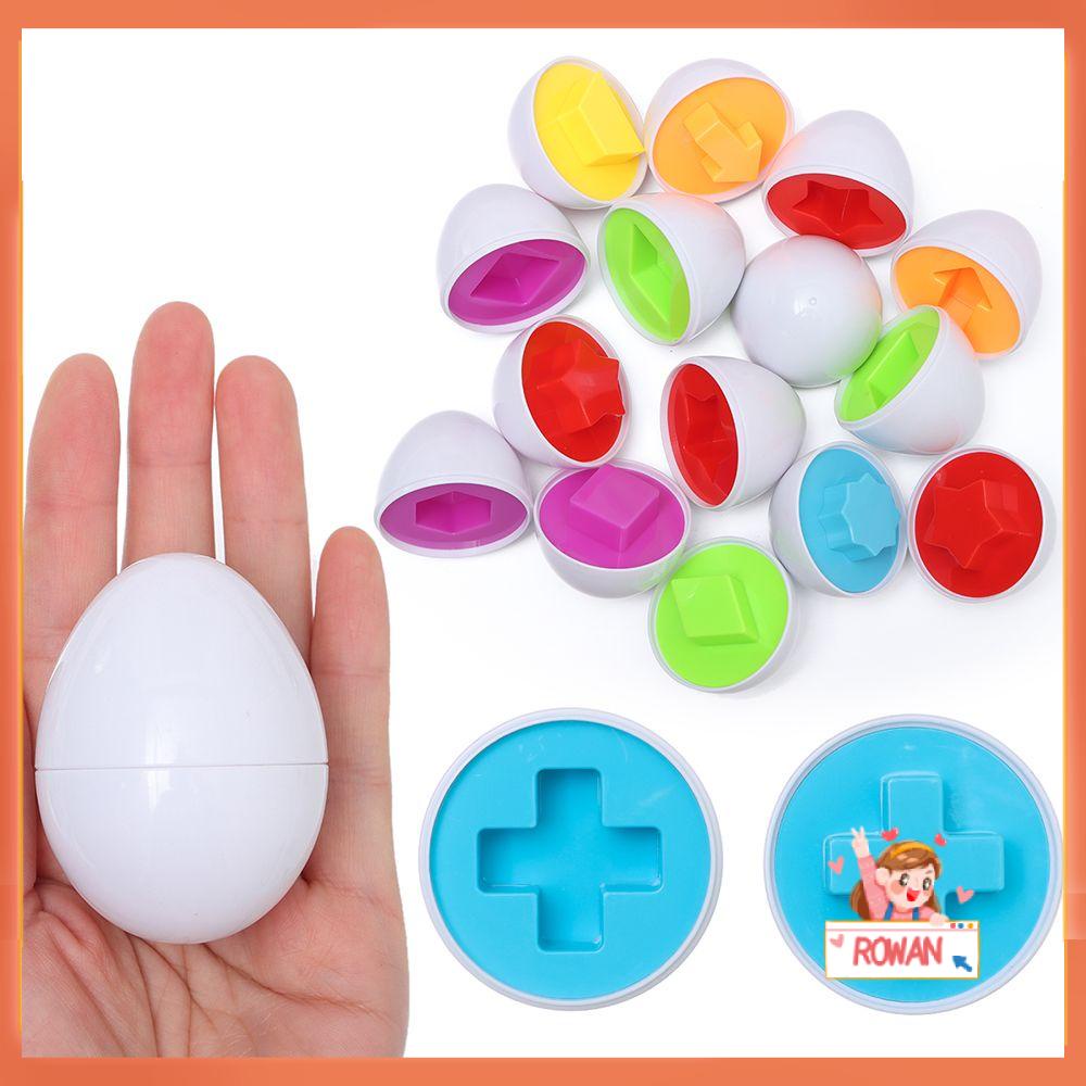 R-flower 12PCS / Set Mainan Edukasi Puzzle Telur 3D Motif Bunga / Sayur Untuk Bayi Belajar Sejak Dini